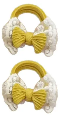 Produktbild von Haargummi mit Stickerei, doppellagiger Schleife, hochelastischer Zopfhalter, Damen-Haaraccessoire