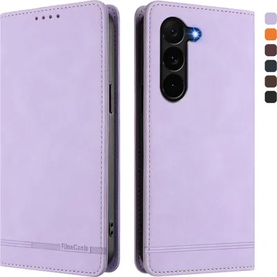 Produktbild von Hülle für Samsung Galaxy Z Fold 6, Retro Kunstleder Ständer Klapphülle mit Kartenfächer und Magnetische Violett