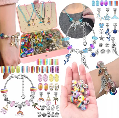 Produktbild von DYMEX | Bastelset für Armbänder und Halsketten - 107 Teile - Kreatives Spielzeug für Mädchen - Kreativspielzeuge