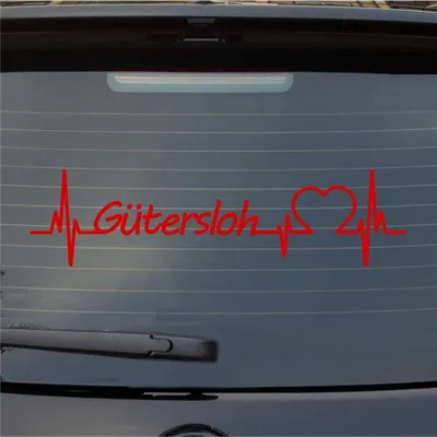 Produktbild von Heckscheibenaufkleber Gütersloh Herzschlag Puls Stadt Liebe 55x14 cm Rot Auto Aufkleber Sticker