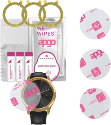 Produktbild von apgo 3 Stück Schutzglas, klar, kompatibel mit Garmin Vivomove Luxe Smartwatch, Hybrid 8H, Ersatz für Hartglas, Displayschutzglas, Bildschirmschutz, Displayschutz, kratzfest