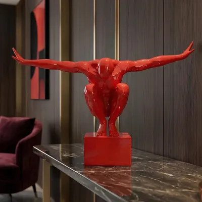 Produktbild von riess-ambiente Deko-Figur HIGH DIVER 50cm rot Polyresin Athleten-Skulptur