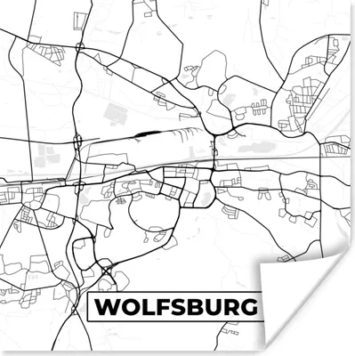Produktbild von MuchoWow® Poster Wolfsbridge - Karte - Stadtplan 75x75 cm - Wand Dekoration
