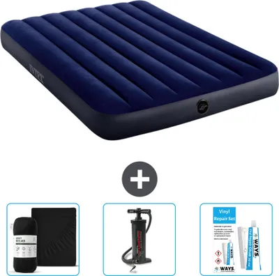 Produktbild von Intex Airbed - Doppelbett - 137 x 191 x 25 cm - Blau - Im Lieferumfang enthalten Spannbettuch - Pumpe en Reperaturset