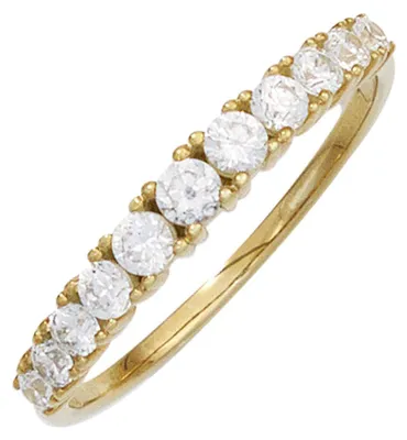 Produktbild von Ring Damenring mit 11 Zirkonia weiß 333 Gold Gelbgold Fingerschmuck Goldring Innenumfang 60mm  Ø19.1mm