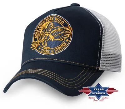 Stars & Stripes Trucker Cap Stay Wild in blau