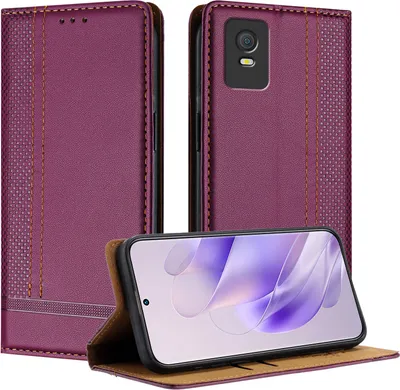 Produktbild von Handyhülle für TCL 403 Leder Flip Klappbare Schutzhülle mit Standfunktion Lila