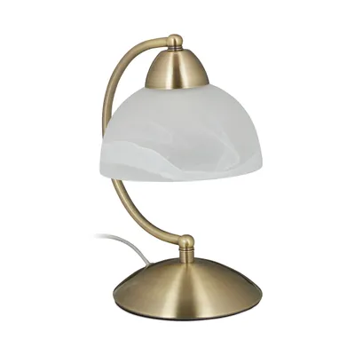 Obrázok produktu pre Stolná lampa Relaxdays Touch, retro dizajn, pätica E14, stmievateľná nočná lampa, sklo a železo, rozmery 25 x 15 x 19 cm, zlatá