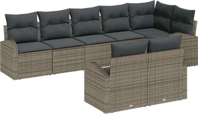 Image de Ensemble de canapés de jardin vidaXL, 8 pièces, en rotin synthétique