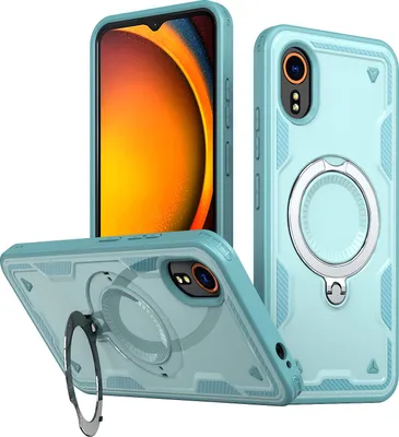 Produktbild von Dual Layer Hülle für Samsung Galaxy XCover7 mit Ring Ständer Magnetisch Stoßfest Handyhülle Türkis