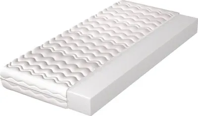 A white mattress is shown on a white background.