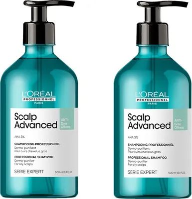 Obrázok produktu pre Loreal Scalp Advanced Anti-Oiliness šampón na mastnú pokožku hlavy 2x500ml