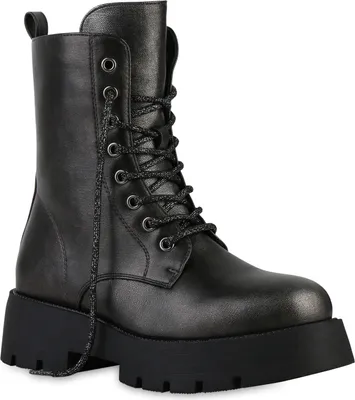 Produktbild von VAN HILL Damen Leicht Gefütterte Schnürstiefeletten Stiefeletten Schuhe 841446, Farbe: Grau Metallic, Größe: 41