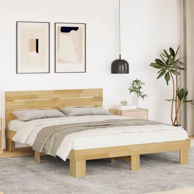 Productafbeelding van Maison Exclusive - Massief houten bed met hoofdeinde, zonder matras, 135x190 cm, eikenhout