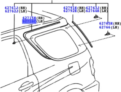 Zdjęcie produktu dla TOYOTA Rav4 Listwa uszczelka szyby tyl 62716-42010 OE