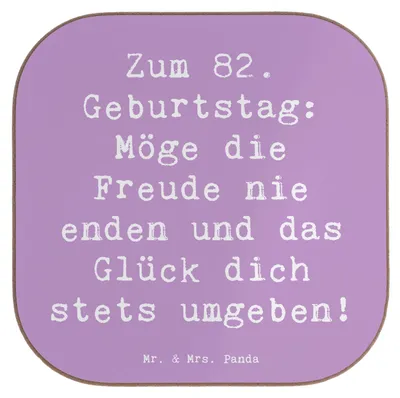 Produktbild von Mr. & Mrs. Panda Untersetzer Glas Spruch 82. Geburtstag Freude - Lavendeltraum - Geschenk, Erfahrungen, Coaster, Kaffeeuntersetzer, Geburtstagsgeschenk, Happy Birthday