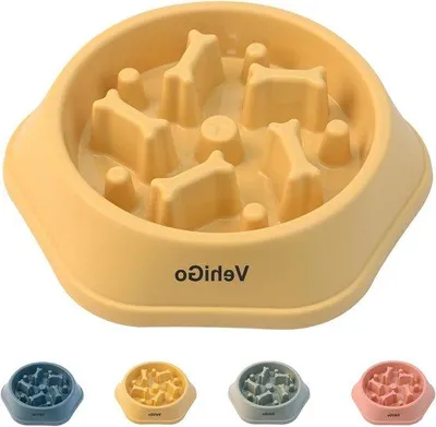 Image de Gamelle anti-glouton pour chiens, puzzle anti-ingestion, jaune, lavable