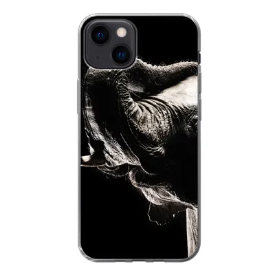Produktbild von MuchoWow® Handyhülle Schutzhülle Hülle für iPhone 13 mini Elefant - Schwarz - Tiere - Porträt Silikon Softcase Handy Hülle - Softcase