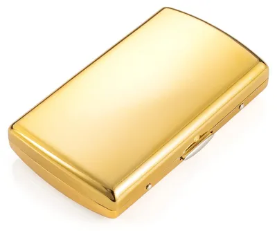 Imagen del producto de Estuche metálico para cigarrillos, estilo vintage y color dorado, para 12 cigarrillos estándar, compacto y ideal para llevar