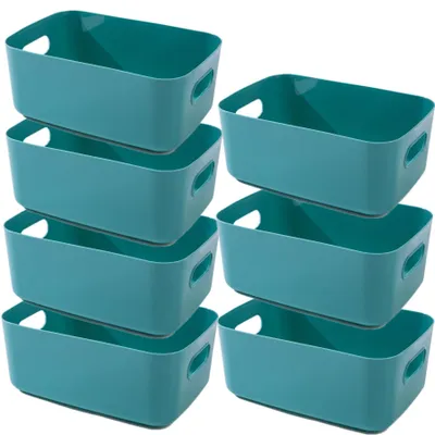 Produktbild von 7 Aufbewahrungsboxen aus Kunststoff mit Griffen, 20 × 14,7 × 7 cm, Organizer für Badezimmer-/Küchenschränke, Aufbewahrungskörbe/-boxen für die Küche, Aufbewahrungsboxen