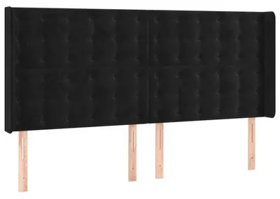 Image de Tête de lit, tête de lit en velours noir, style industriel, 183x16x128 cm