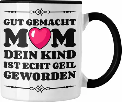 Produktbild von Trendation - Mama Geschenk Muttertagsgeschenk Tasse von Sohn Tochter Lieblingskind Tasse Spruch (Schwarz)
