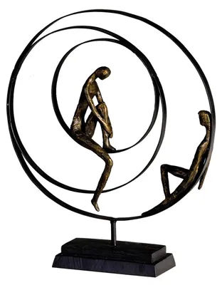 Imagen del producto de Escultura de Gilde, redonda, diseño "Paciencia", motivo de pareja, resina artística, metal, color , color bronce, unidad, altura: 41.00 cm, ancho: 34.00 cm, profundidad: 8.00 cm, código: 59594
