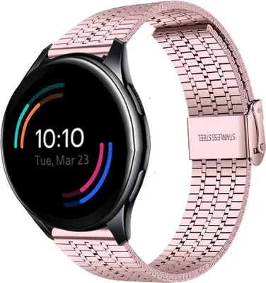 Produktbild von Strap it - Stahlarmband - Kompatibel mit OnePlus Watch Armband - Ersatzarmband Edelstahl - Verstellbarer Verschluss - Armband für Smartwatch - für Armband Rosa
