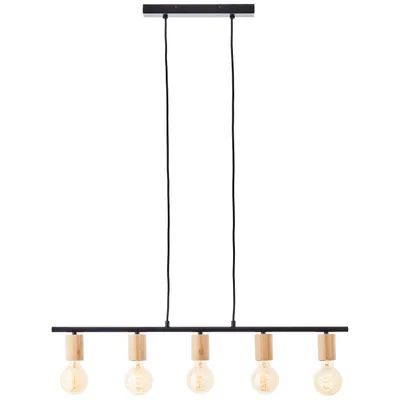Productafbeelding van 5-lichts hanglamp Kerry zwart met hout