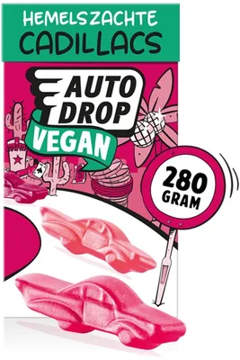 Obrázek produktu pro Autodrop Hemelszachte Vegan Cadillacs lékořice 280g – jemné veganské lékořicové bonbóny