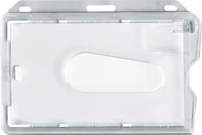 Produktbild von Identa Kartenhalter Querformat, Auswelter Kartenetui Kartenhülle, Einschubhilfe Kunststoff transparent, Langloch für Clip, 85x54 mm