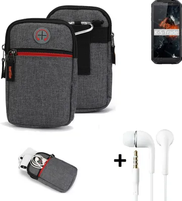 Produktbild von K-S-Trade Gürtel Tasche + Kopfhörer kompatibel mit Blackview BV9500 Pro Handy Tasche Holster Schutz Hülle Handy Hülle grau Zusatzfächer 1x