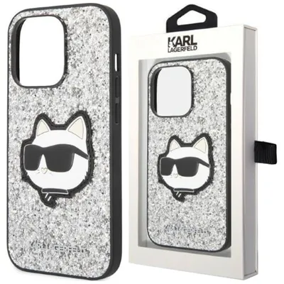 Produktbild von Karl Lagerfeld KLHCP14XG2CPS iPhone 14 Pro Max 6,7  Silber/Silber Hardcase Glitter Choupette Patch Handyhülle