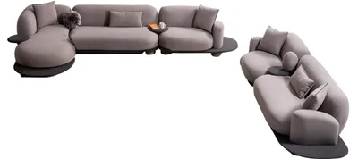 Immagine prodotto di Divano componibile a forma di L, grigio, di design, imbottito, con tre posti