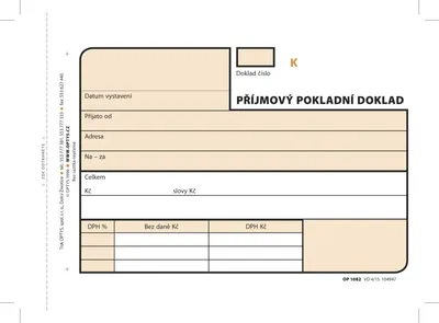 Obrázek produktu pro 1082 - Příjmový doklad A6, 3x25 l., číslovaný, NCR
