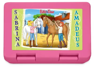 Produktbild von Spreadshirt Bibi und Tina mit Amadeus und Sabrina Brotdose Lunchbox, One size, Pink