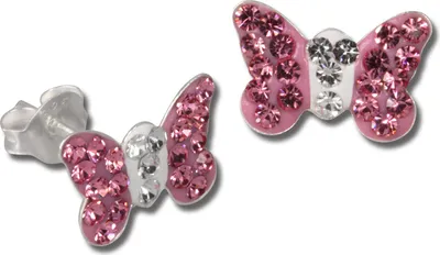 Produktbild von Teenie-Weenie Ohrstecker Kinder Silber rosa Schmetterling Ohrringe SDO8002A