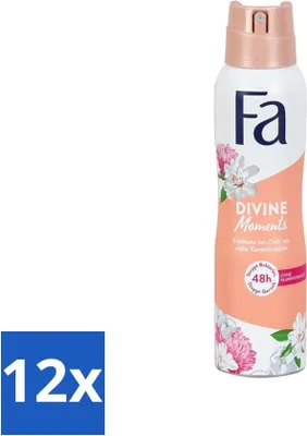 Produktbild von Fa – Divine Moments – Deodorantspray – Wilde Kamelienblüte – 150 ml - Vorteilspack - 12 Stücke
