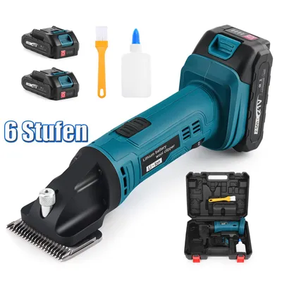 Produktbild von Schermaschine Pferd 500W Kabelloses Pferdeschermaschine Mit 2x2500mAh Akkus 6 Geschwindigkeit für Pferde Dickes Verfilztes Haar Kompatibel Makita 18V