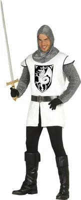 Produktbild von Fiestas Guirca - Mittelalterlicher Ritter-Kostüm für Herren FG1462 (M) (Weiß/Schwarz)
