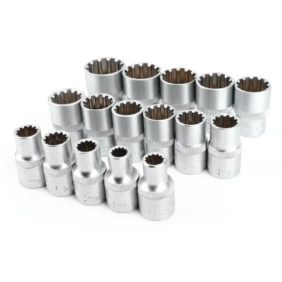 Imagen del producto de Llave de vaso con ranuras, Juego de llaves de vaso métricas, Llave de vaso con ranuras de acero cromo-molibdeno, Llave de vaso con ranuras de 1/2", Adaptador para llaves con ranuras, Accesorios para vehículos