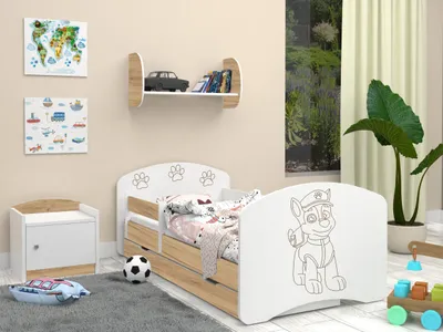Image de Happy Babies Lit Enfant - Avec Matelas & Tiroir et Protection Antichute, 80x160, Fille Lit Enfant & Jeune Garçon Kids Bed