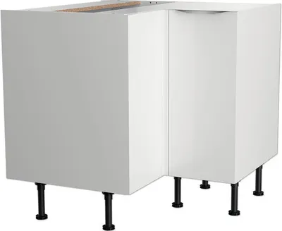 Produktbild von Optifit Eckunterschrank Arvid986 BxTxH 90 x 58,4 x 87 cm weiß glänzend zerlegt Anschlag reversibel KFAV UEL996-8+