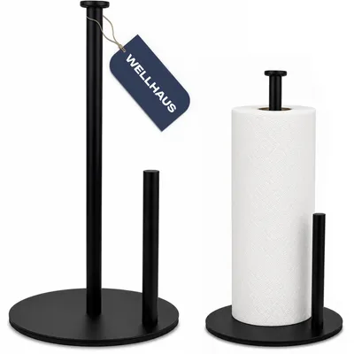 Produktbild von WELLHAUS Küchenrollenhalter Stahl Schwarz mit Abreißhilfe 31 cm