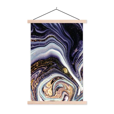 Produktbild von MuchoWow® Textilposter Marmor - Lila - Luxus - Marmoroptik - Glitzer 40x60 cm mit holzfarbenen Rahmen - Poster