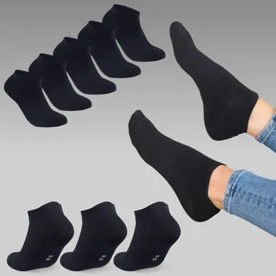 Produktbild von Sneakersocken ohne Naht Uni Kurzsocken Baumwolle Herren Damen Knöchelsocken Schwarz 30 Paar 39 - 42