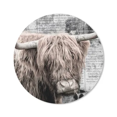 Produktbild von MuchoWow® Mauspad Mousepad Schottischer Highlander - Zeitung - Retro 30x30 cm - Mousepads - Maus Mat - Pad - Mausunterlage - Tischunterlage - Schreibtischmatten