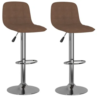Produktbild von 2 Barhocker Braun Stoff drehbar höhenverstellbar mit Fußstütze 42,5x45x(84-105) cm