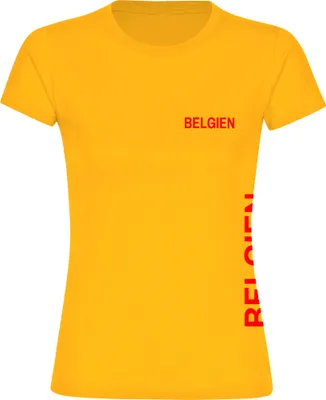 Produktbild von multifanshop Damen T-Shirt - Belgien - Brust & Seite, gelb, Größe XXL
