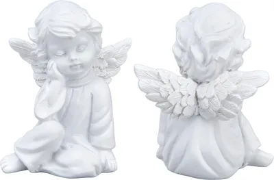 Image de Statue de chérubin en résine synthétique Figurines de bébé en blanc pour les décorations de fêteStatue de chérubin droite